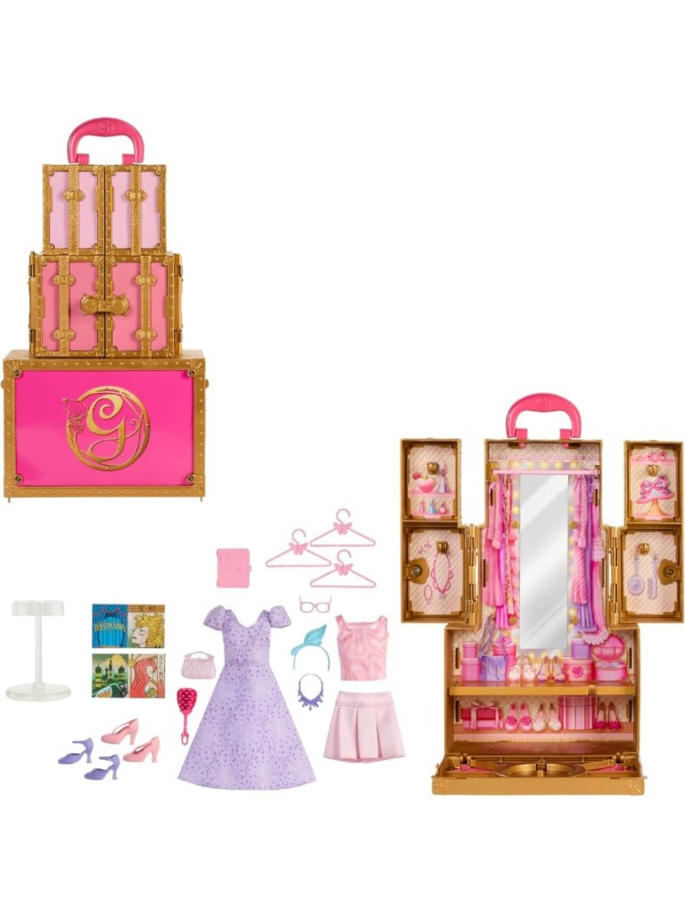 Glamorous Doll Closet with 2 Unique Outfits, Surprises & 13 Accessories - Movie